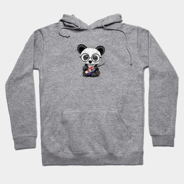 Baby Panda Playing Croatian Flag Guitar Hoodie by jeffbartels